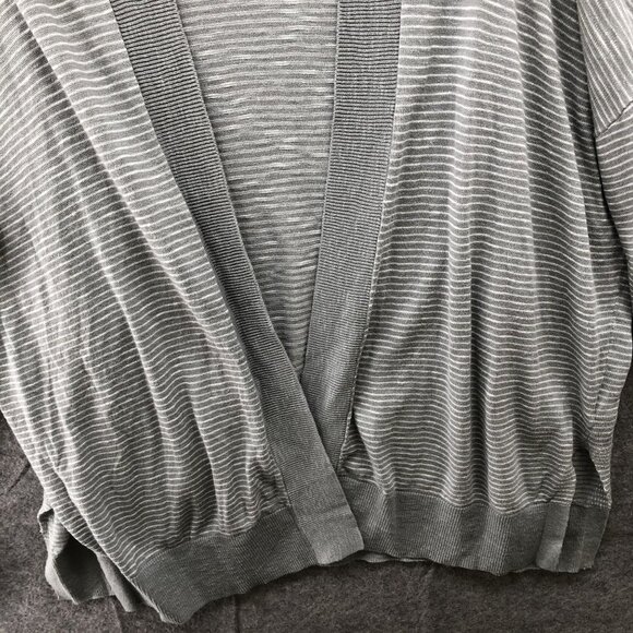 Gap Open Front Cardigan Womens XL Gray Striped Slub Knit Lightweight Side Vents - Picture 4 of 9